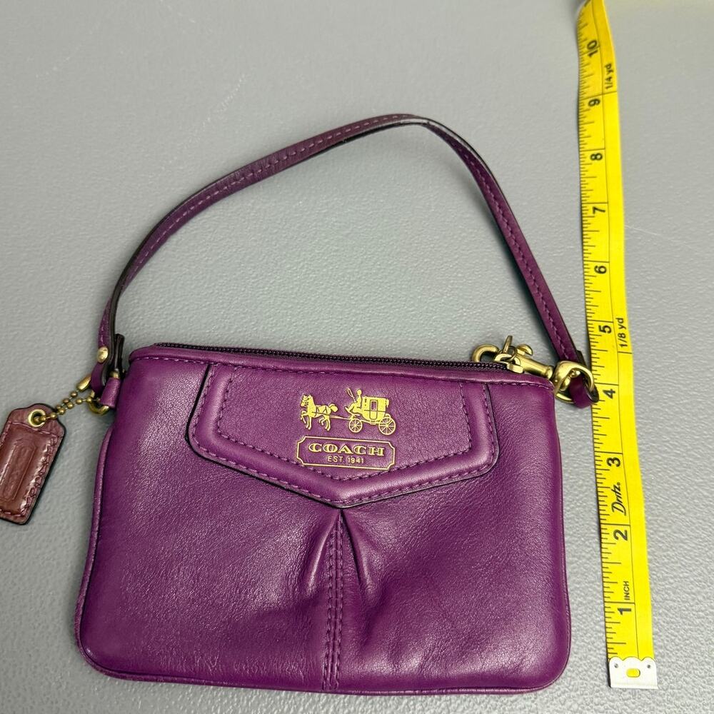 Coach Purple Leather Wristlet Bag with Gold-Tone Hardware - Picture 3 of 7
